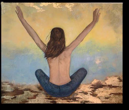 Magia es creer en ti — obra de Luly Santos, Mixta, hoja de oro