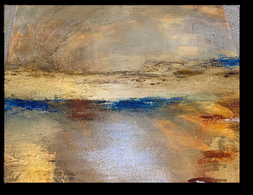 En el lago — obra de Luly Santos, Mixta, hoja de oro