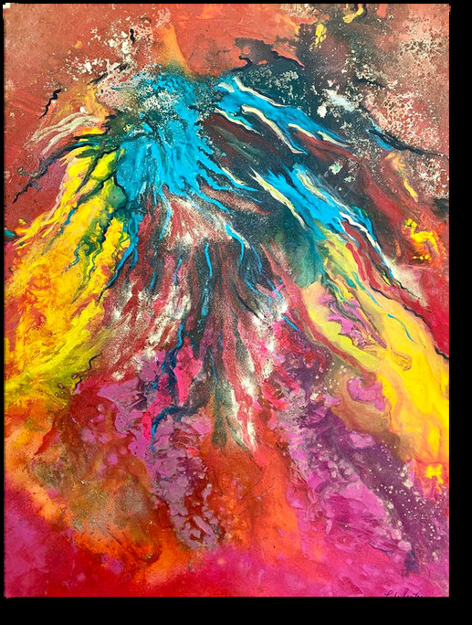 Ave Fenix — obra de Luly Santos, Arte fluido, pigmentos
