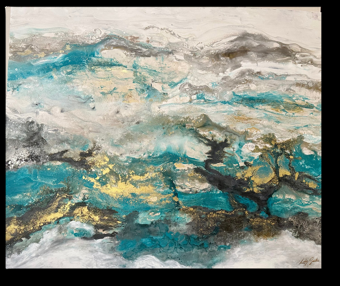 Obra de Luly Santos — Arte fluido, hoja de oro