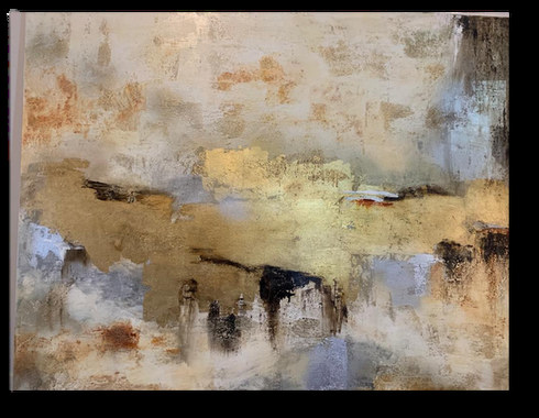 Tierra — obra de Luly Santos, Mixta, hoja de oro