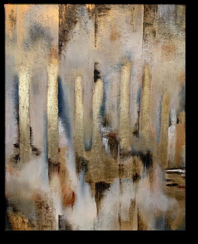 Obra de Luly Santos — Técnica mixta, hoja de oro