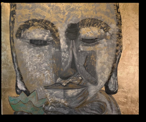 Buda — obra de Luly Santos, Mixta, hoja de oro