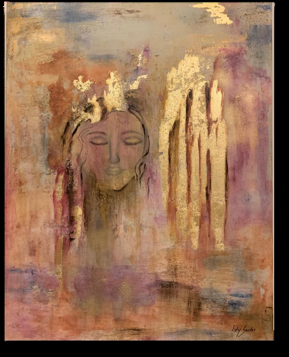 Recordando el ayer — obra de Luly Santos, Mixta, hoja de oro