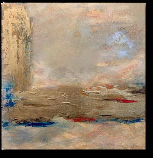 Atardecer — obra de Luly Santos, Mixta, hoja de oro