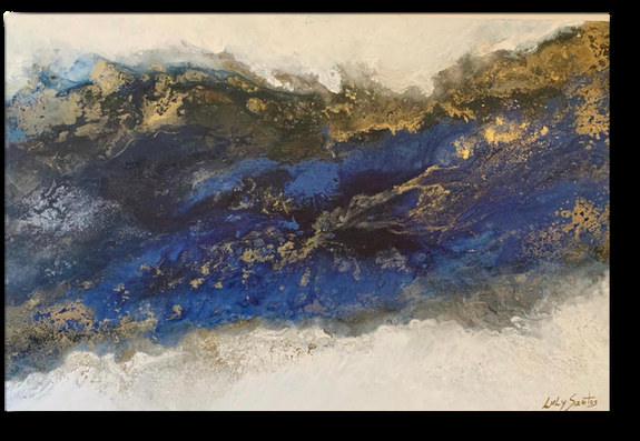 Agua serena — obra de Luly Santos, Arte fluido, acrílico, pigmentos