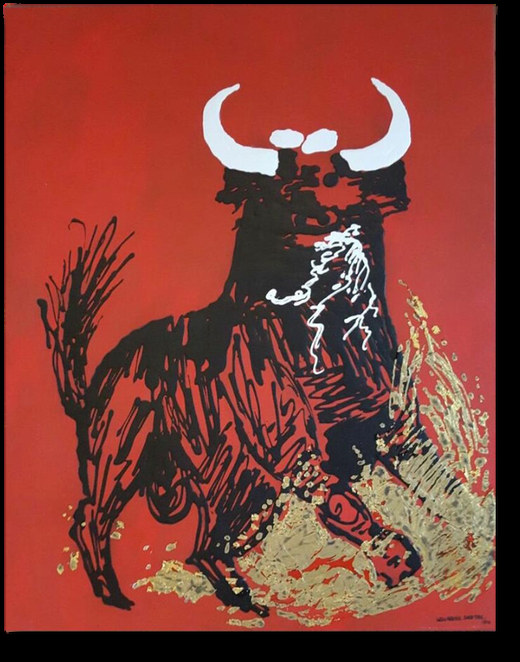 Bravía — obra de Luly Santos, Acrílico, hoja de oro