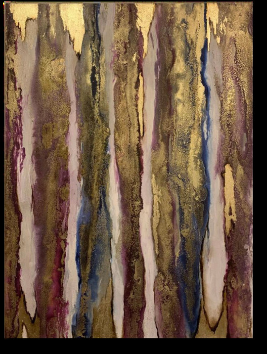 Mis sueños — obra de Luly Santos, Mixta hoja de oro, pigmentos