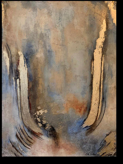 Caminos cruzados — obra de Luly Santos, Mixta, hoja de oro