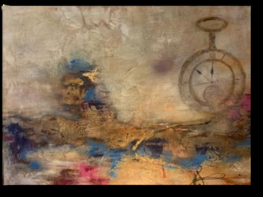 El tiempo — obra de Luly Santos, Mixta, hoja de oro
