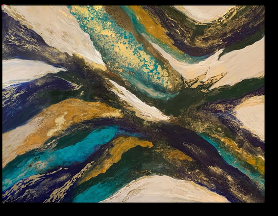 Entre colores — obra de Luly Santos, Arte fluido, acrilico, pigmentos