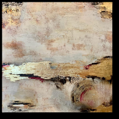 En el tiempo — obra de Luly Santos, Mixta, hoja de oro