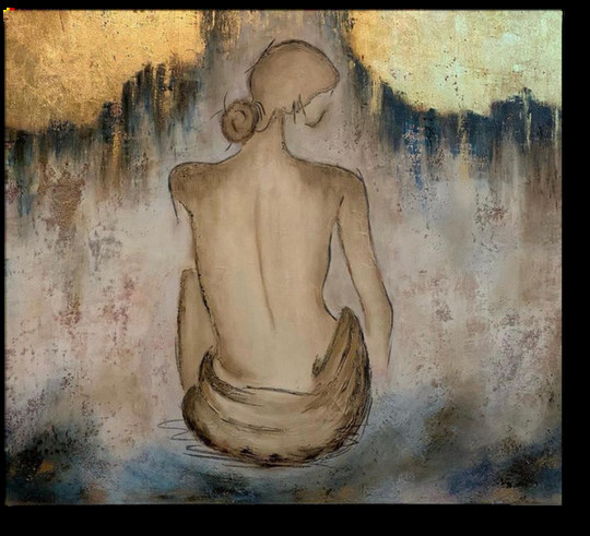 Reflexión — obra de Luly Santos, Mixta, hoja de oro